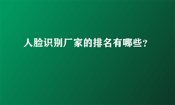 人脸识别厂家的排名有哪些？