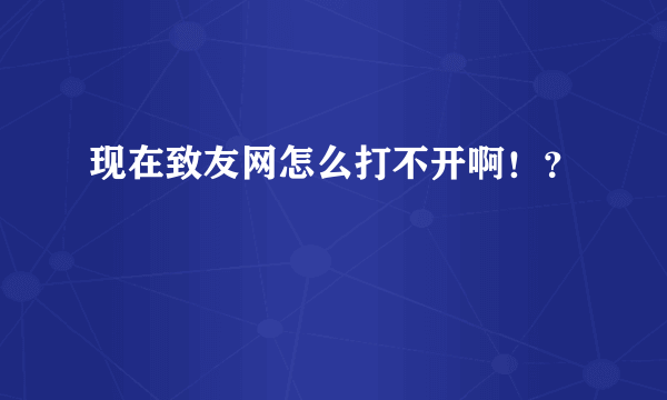 现在致友网怎么打不开啊！？