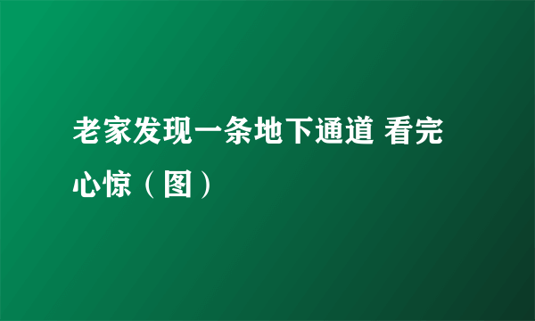 老家发现一条地下通道 看完心惊（图）