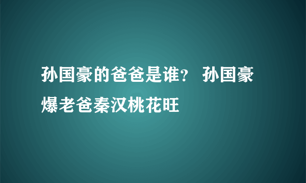 孙国豪的爸爸是谁？ 孙国豪爆老爸秦汉桃花旺