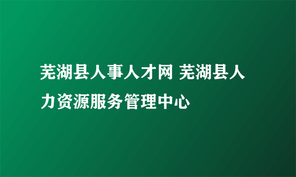 芜湖县人事人才网 芜湖县人力资源服务管理中心