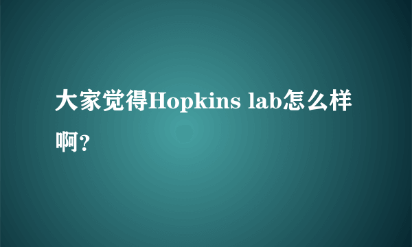 大家觉得Hopkins lab怎么样啊？