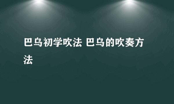 巴乌初学吹法 巴乌的吹奏方法