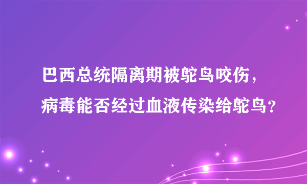 巴西总统隔离期被鸵鸟咬伤，病毒能否经过血液传染给鸵鸟？