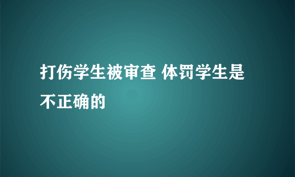 打伤学生被审查 体罚学生是不正确的