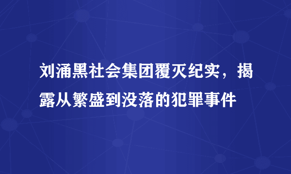 刘涌黑社会集团覆灭纪实，揭露从繁盛到没落的犯罪事件