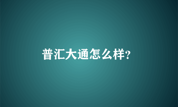 普汇大通怎么样？