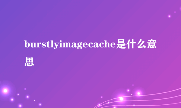 burstlyimagecache是什么意思