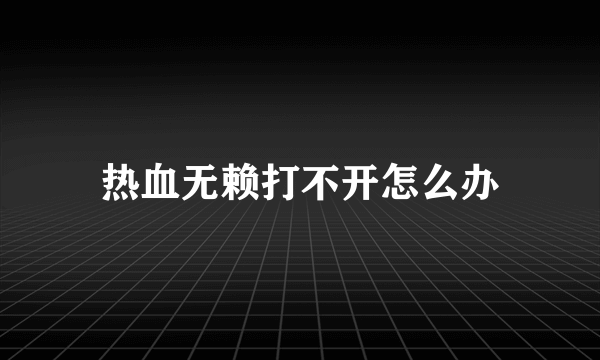 热血无赖打不开怎么办