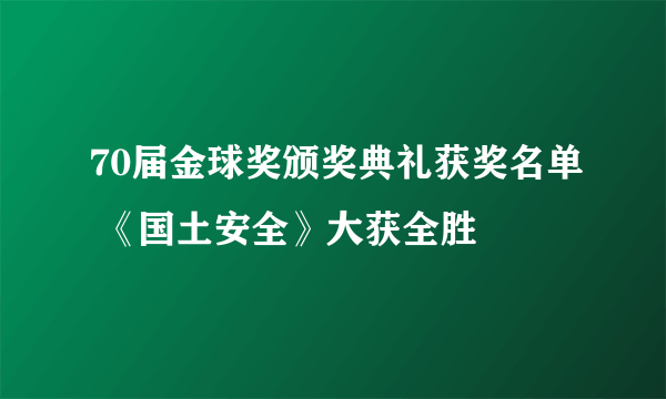 70届金球奖颁奖典礼获奖名单 《国土安全》大获全胜