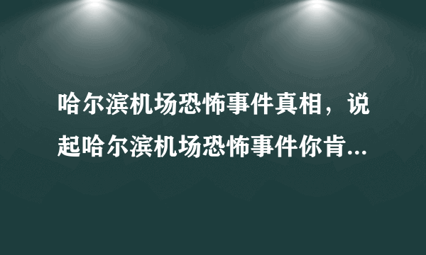 哈尔滨机场恐怖事件真相，说起哈尔滨机场恐怖事件你肯定是有所耳闻的-飞外网