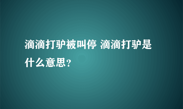 滴滴打驴被叫停 滴滴打驴是什么意思？