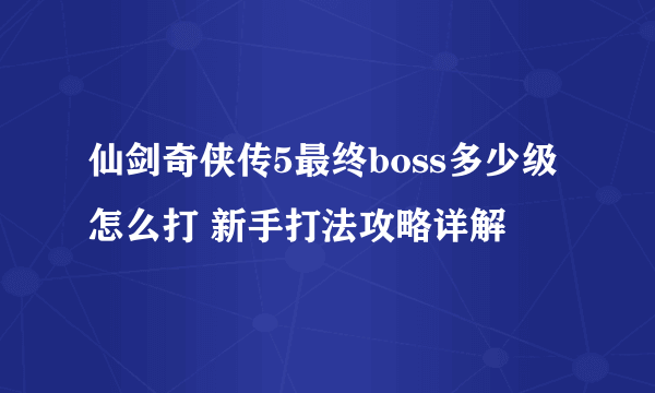 仙剑奇侠传5最终boss多少级怎么打 新手打法攻略详解