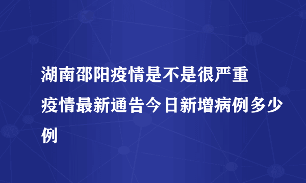 湖南邵阳疫情是不是很严重 疫情最新通告今日新增病例多少例